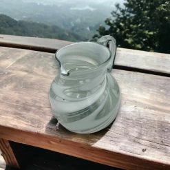 Mexican Hand-Blown Glass Pitcher | White Swirl 8 Mexican Hand-Blown Glass Pitcher | White Swirl -Pottery And Glassware il fullxfull.5077739082 km7s
