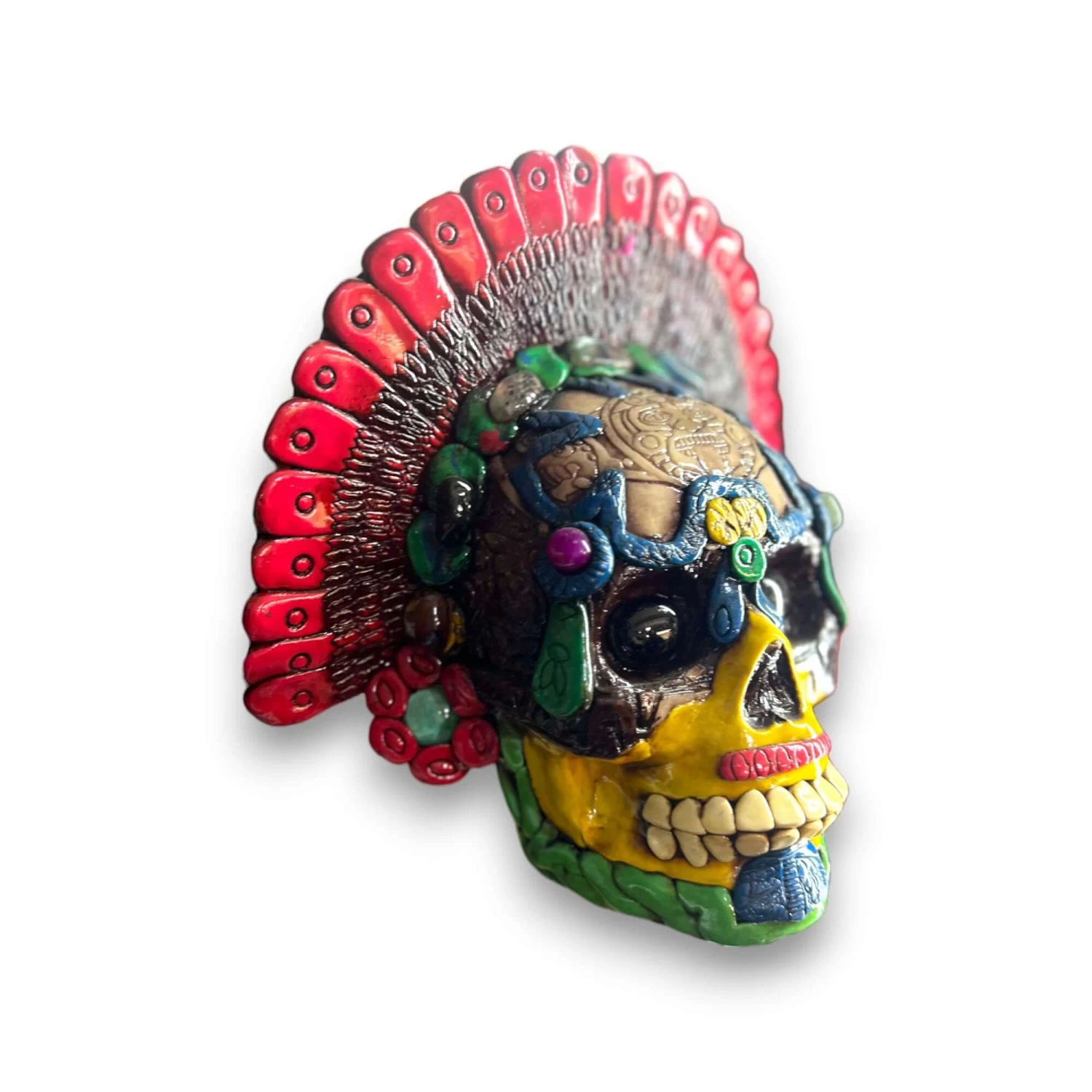 Handcrafted Aztec Warrior Skull Statue | Cultural Art 5 Handcrafted Aztec Warrior Skull Statue | Cultural Art - Image 5