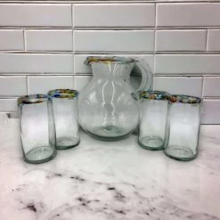 Mexican Hand Blown Glass Pitcher | Confetti Rim -Pottery And Glassware il fullxfull.5092576550 o4df 03166f18 bd47 4c06 a506 234f49b2a2ab