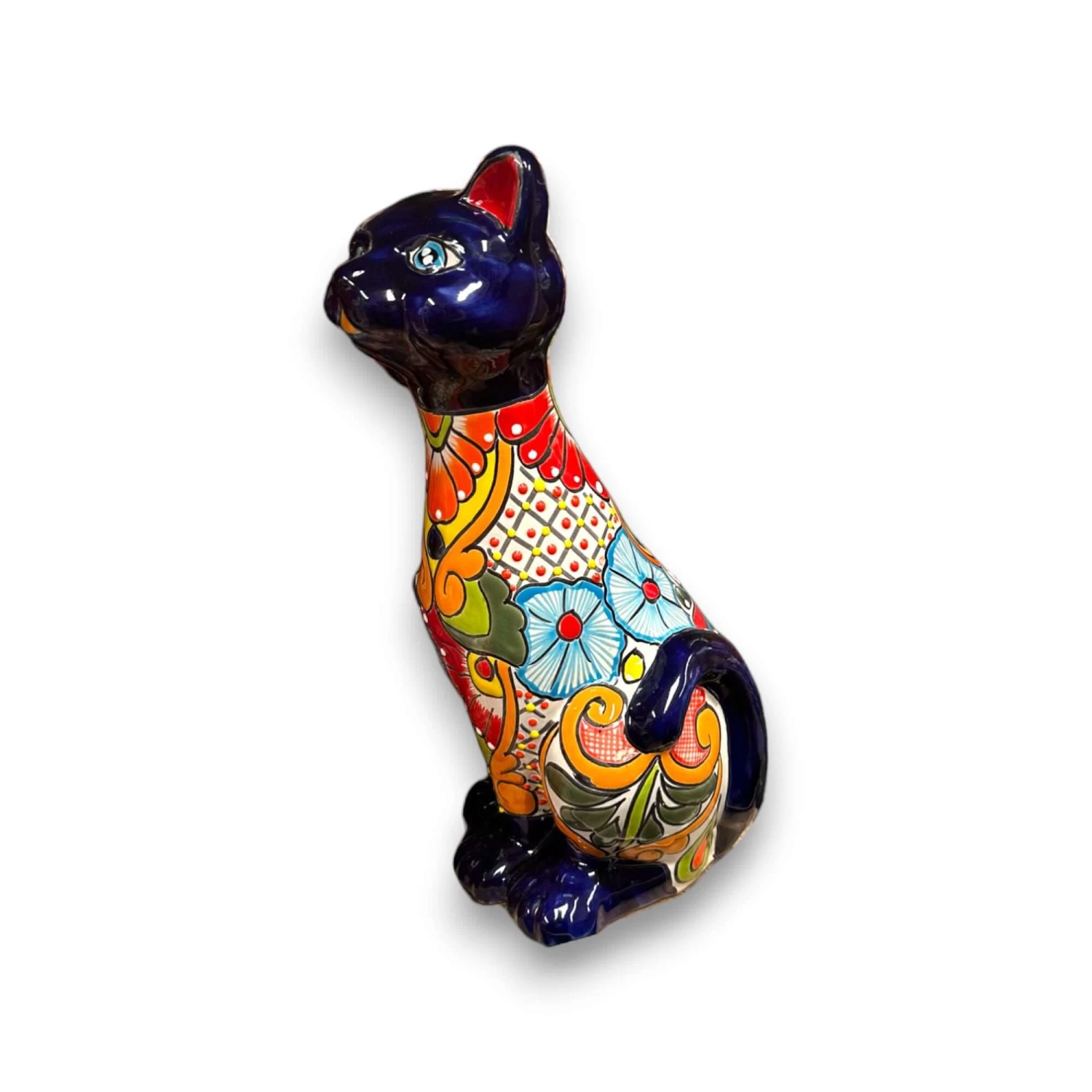 Talavera Cat Statue | Hand-Painted Mexican Ceramic Figurine 4 Talavera Cat Statue | Hand-Painted Mexican Ceramic Figurine - Image 4