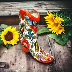 Mexican Boot Flower Pot | Hand Painted Talavera Planter (Extra Large) -Pottery And Glassware il fullxfull.5104326514 lnc6