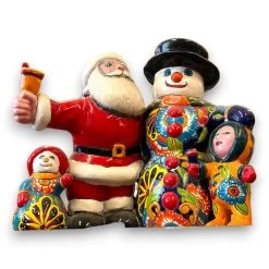 Talavera Santa & Snowman Statue | Hand-Painted Christmas Decor -Pottery And Glassware il fullxfull.5117391827 gp4l