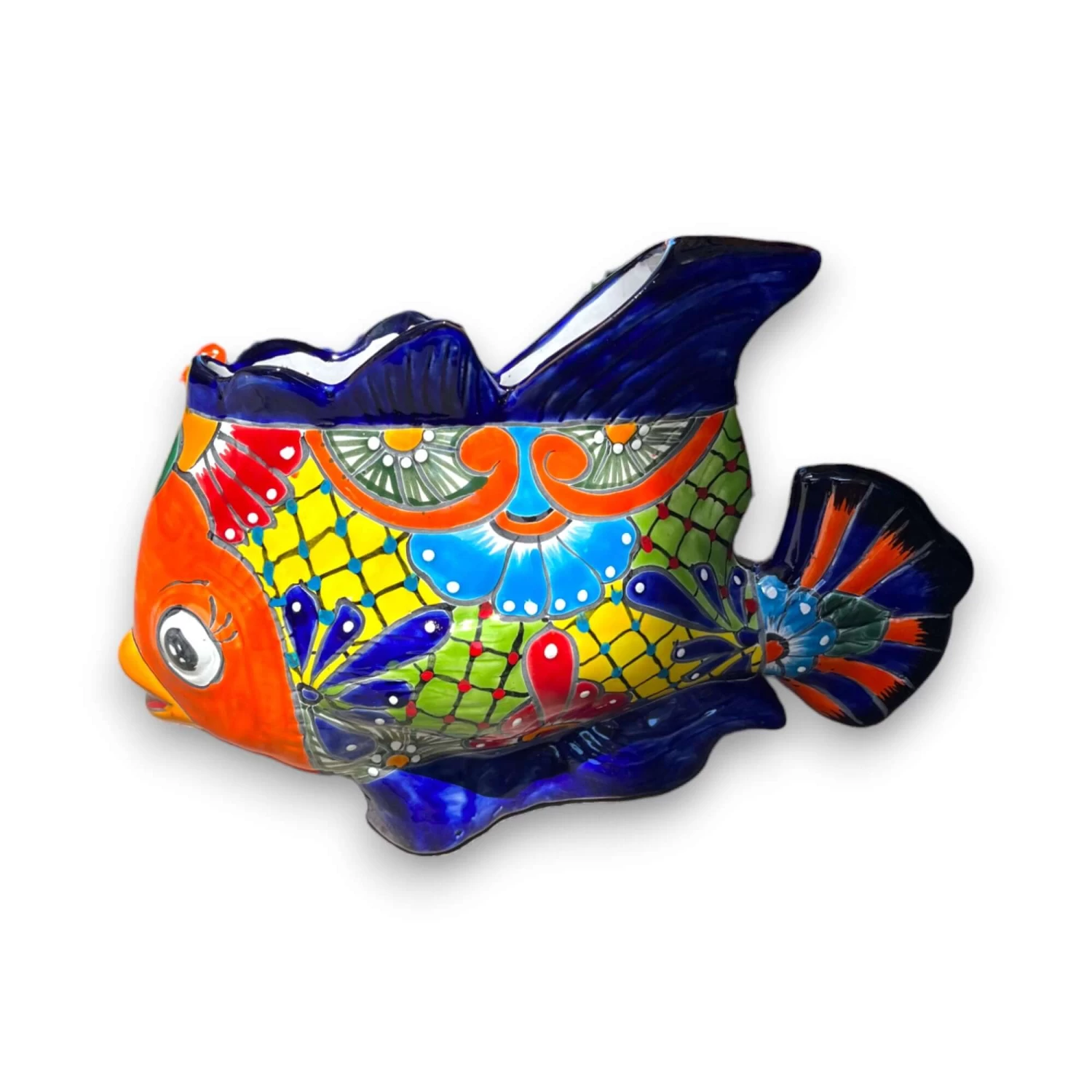 Large Talavera Fish Planter | Hand-Painted Mexican Statue Pottery 5 Large Talavera Fish Planter | Hand-Painted Mexican Statue Pottery - Image 5