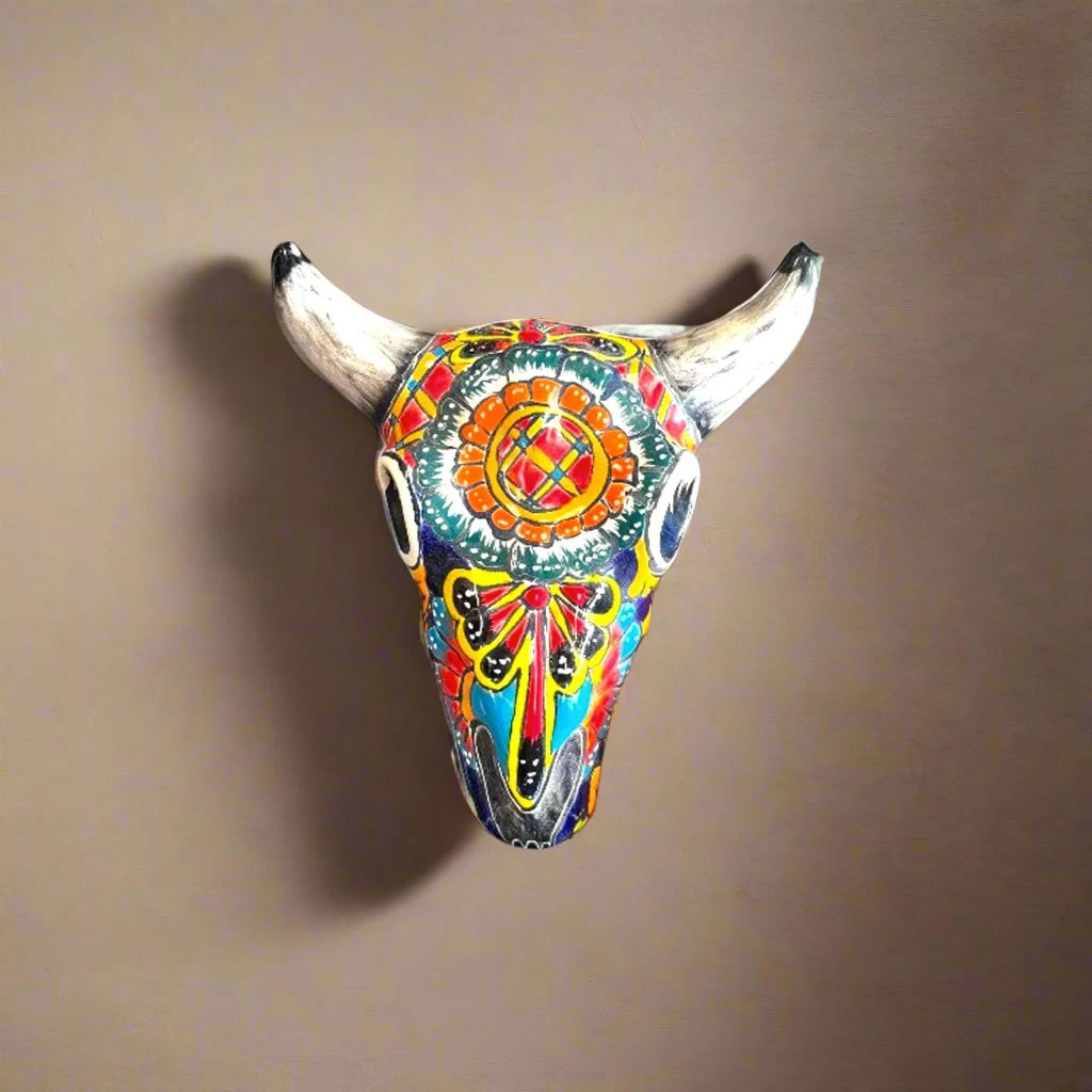 Talavera Bull Skull Wall Decor | Handmade Mexican Longhorn Art 1 Talavera Bull Skull Wall Decor | Handmade Mexican Longhorn Art