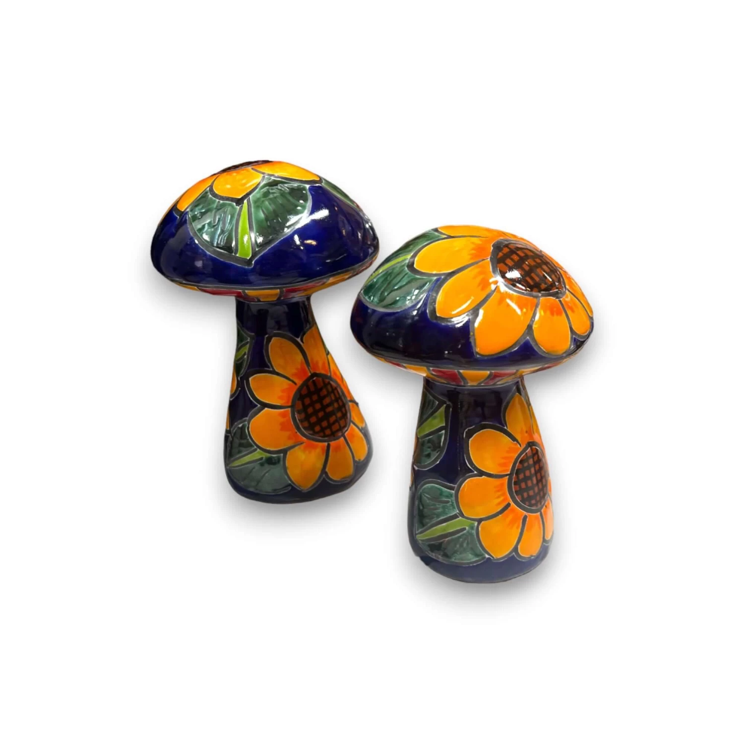 Set Of 3 Talavera Mushrooms | Colorful Sunflower Art 2 Set Of 3 Talavera Mushrooms | Colorful Sunflower Art - Image 2