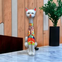 Mexican Handmade Talavera Cat Statue | Cultural Artwork (19.5" Tall) -Pottery And Glassware il fullxfull.5160644345 52q5