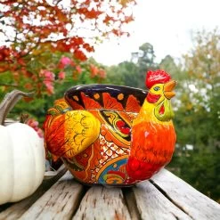 Talavera Rooster Planter | Handcrafted Colorful Mexican Ceramic Pot -Pottery And Glassware il fullxfull.5164183140 6irt