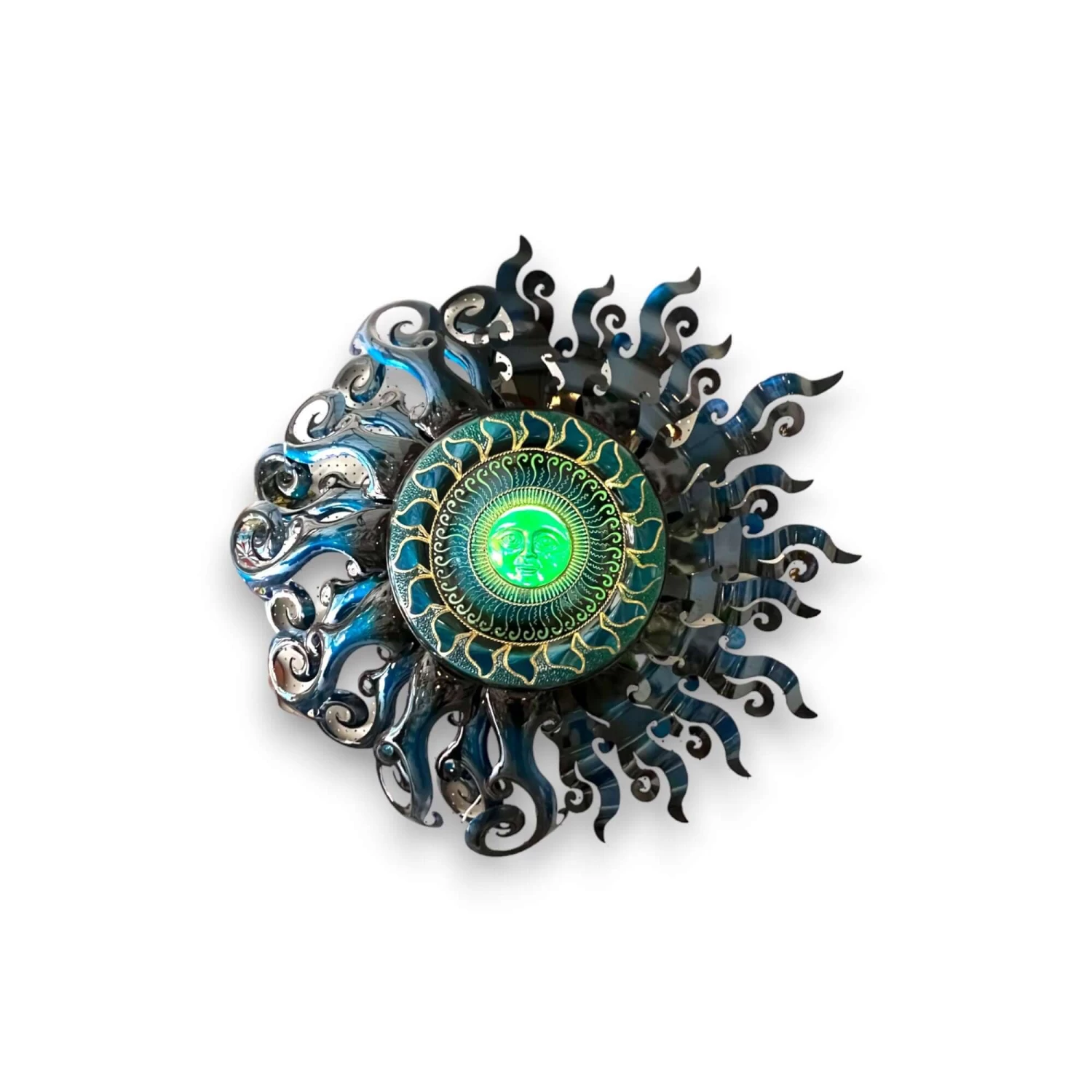 Giant Sun Wall Art With Light Fixture | Handmade Mexican Metalwork 5 Giant Sun Wall Art With Light Fixture | Handmade Mexican Metalwork - Image 5