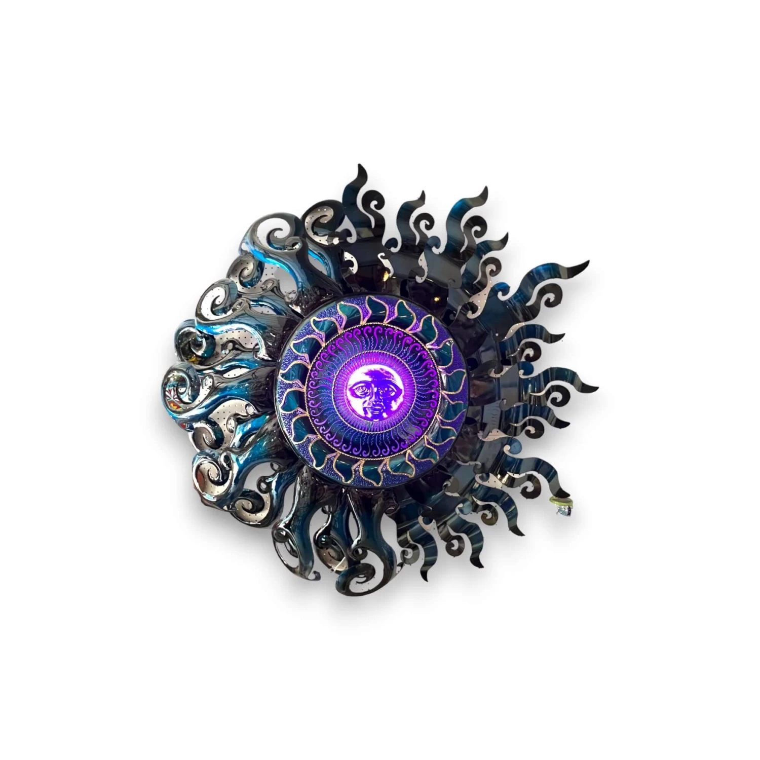 Giant Sun Wall Art With Light Fixture | Handmade Mexican Metalwork 9 Giant Sun Wall Art With Light Fixture | Handmade Mexican Metalwork - Image 9