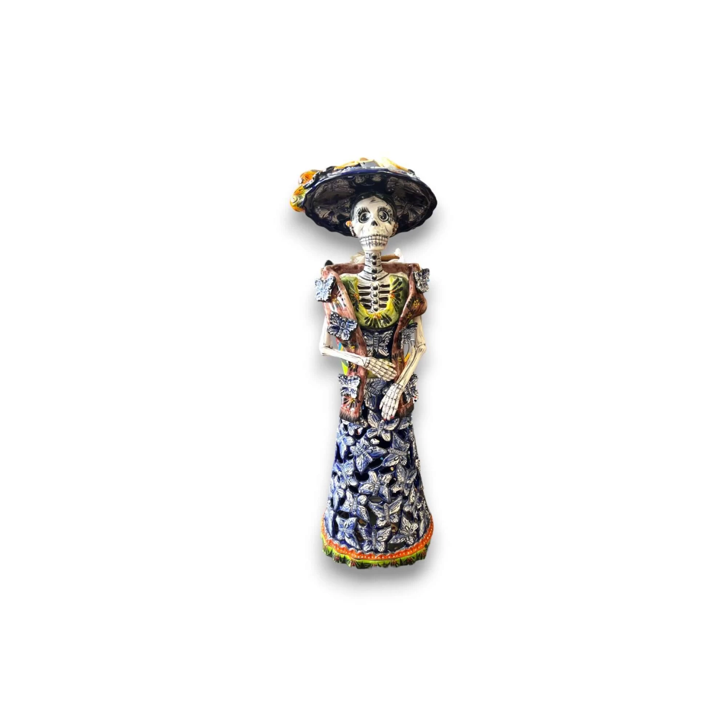 Handmade Talavera Day Of The Dead Pottery | 27-Inch Tall Skeleton Woman 5 Handmade Talavera Day Of The Dead Pottery | 27-Inch Tall Skeleton Woman - Image 5