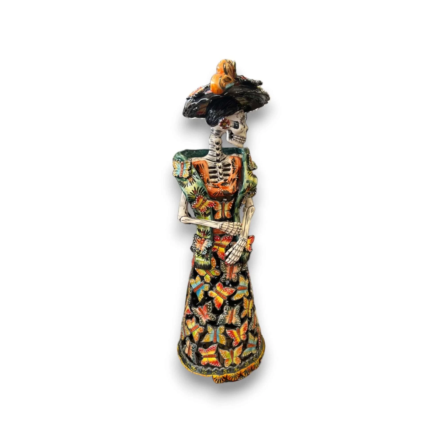 Handmade Talavera Day Of The Dead Pottery | 27-Inch Tall Skeleton Woman 3 Handmade Talavera Day Of The Dead Pottery | 27-Inch Tall Skeleton Woman - Image 3