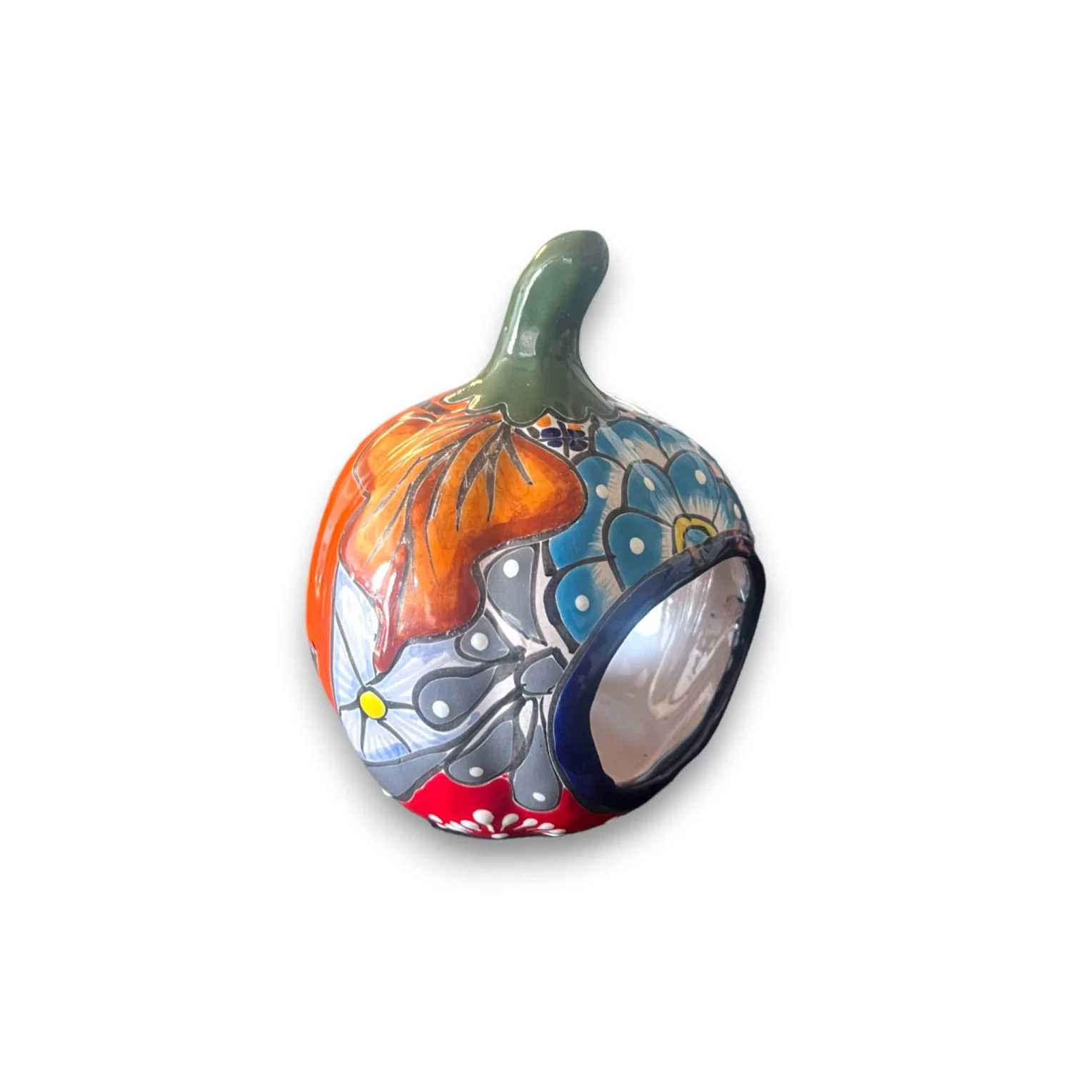 Colorful Talavera Pumpkin - Handmade Mexican Jack-o'-Lantern 5 Colorful Talavera Pumpkin - Handmade Mexican Jack-o'-Lantern - Image 5