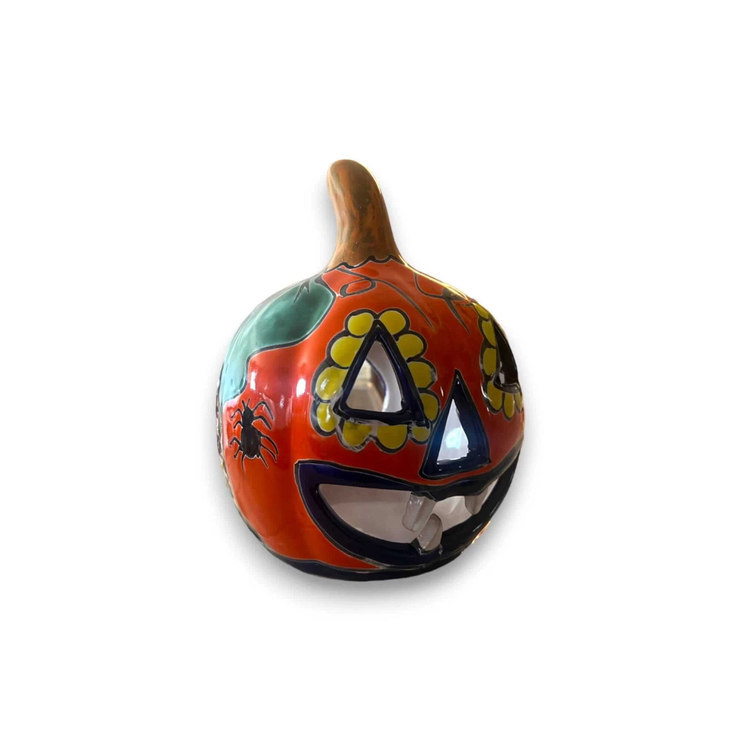 Colorful Talavera Pumpkin - Handmade Mexican Jack-o'-Lantern 7 Colorful Talavera Pumpkin - Handmade Mexican Jack-o'-Lantern - Image 7