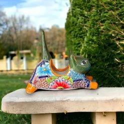 Talavera Cat Planter | Colorful Handcrafted Stretching Animal Pot -Pottery And Glassware il fullxfull.5367960671 78tg