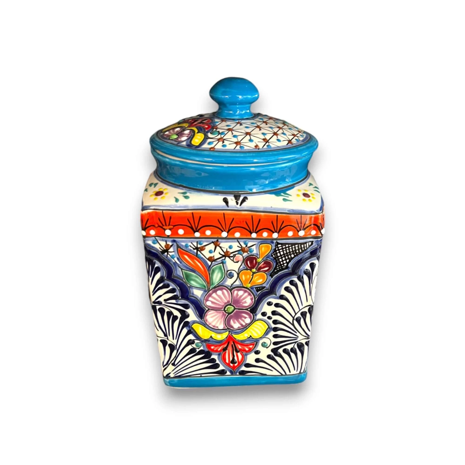 Set Of 3 Light Blue Talavera Canister Set | Handmade Mexican Pottery From Puebla 2 Set Of 3 Light Blue Talavera Canister Set | Handmade Mexican Pottery From Puebla - Image 2