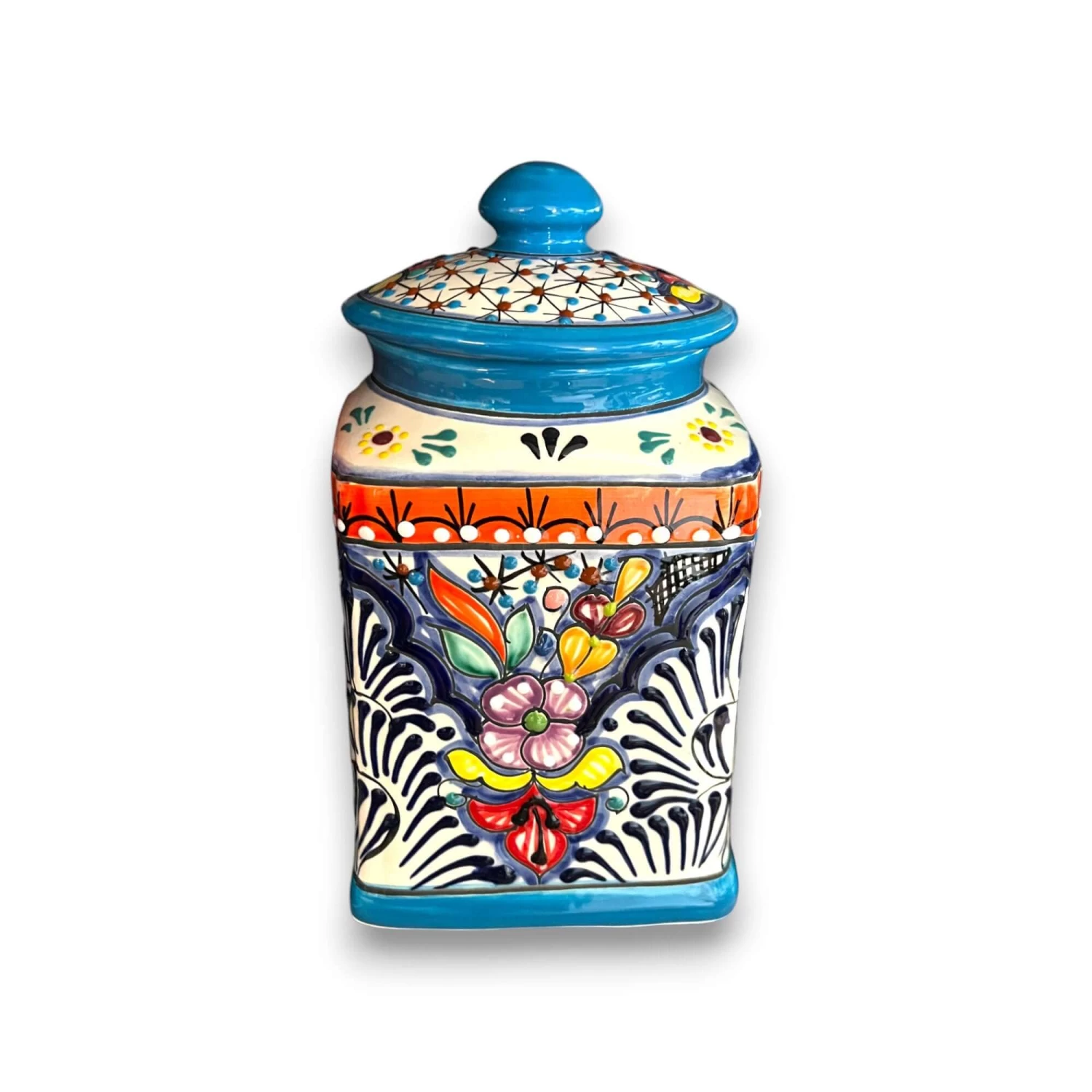Set Of 3 Light Blue Talavera Canister Set | Handmade Mexican Pottery From Puebla 3 Set Of 3 Light Blue Talavera Canister Set | Handmade Mexican Pottery From Puebla - Image 3