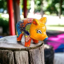 Vibrant Talavera Pig Statue | Colorful Handmade Mexican Animal Pottery (Medium) -Pottery And Glassware il fullxfull.5917477094 fvo0