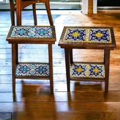Talavera Tile End Table | Handmade Mexican Wood Accent Furniture -Pottery And Glassware il fullxfull.5956004532 aotn