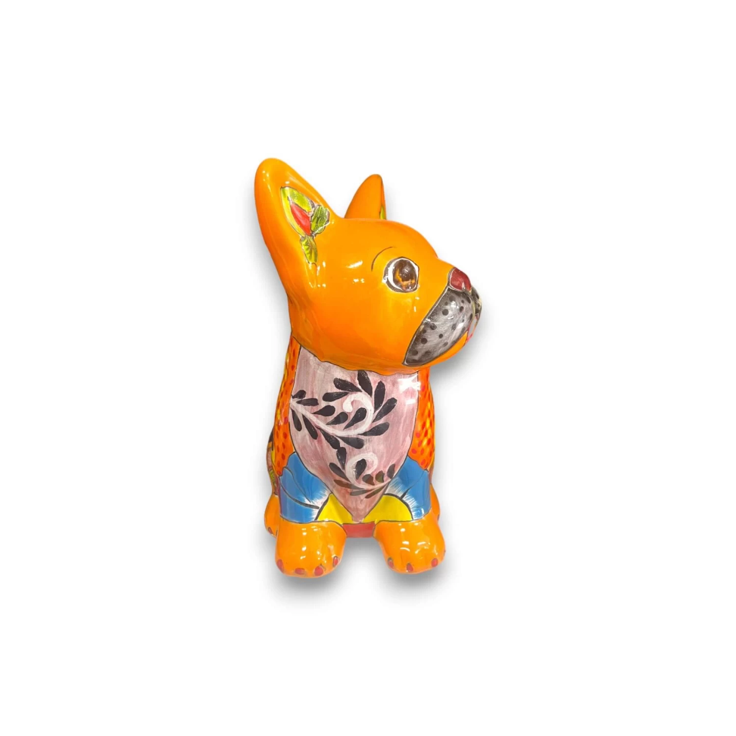 Vibrant Handcrafted Talavera French Bulldog Statue | Unique Medium Dog Sculpture 5 Vibrant Handcrafted Talavera French Bulldog Statue | Unique Medium Dog Sculpture - Image 5