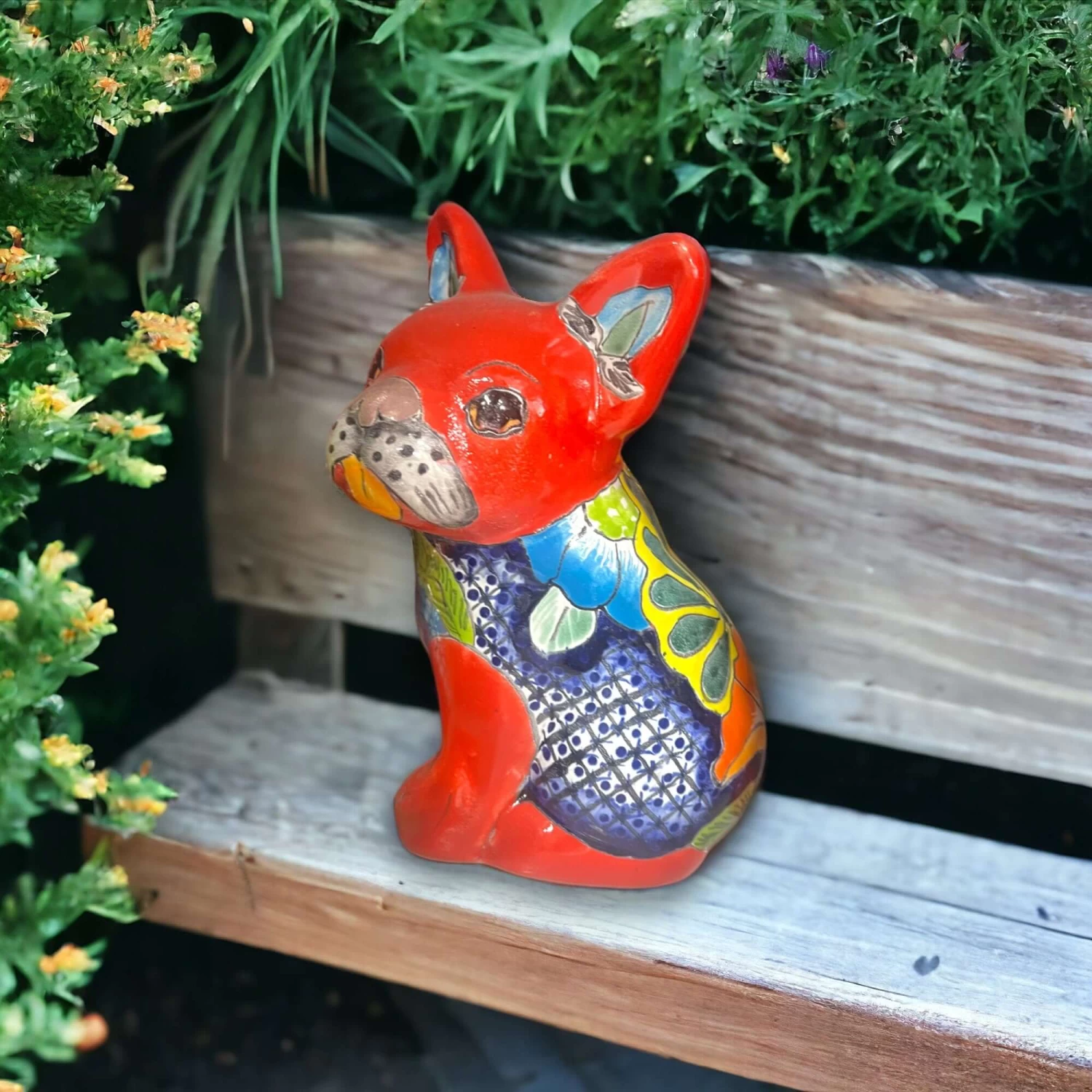 Vibrant Handcrafted Talavera French Bulldog Statue | Unique Medium Dog Sculpture 4 Vibrant Handcrafted Talavera French Bulldog Statue | Unique Medium Dog Sculpture - Image 4