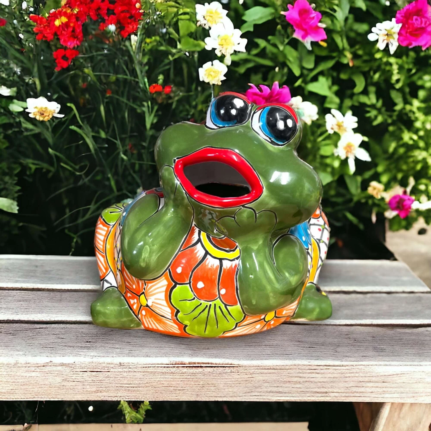 Hand-Painted Talavera Frog Planter | Mexican Art Pottery (Medium Size) 2 Hand-Painted Talavera Frog Planter | Mexican Art Pottery (Medium Size) - Image 2