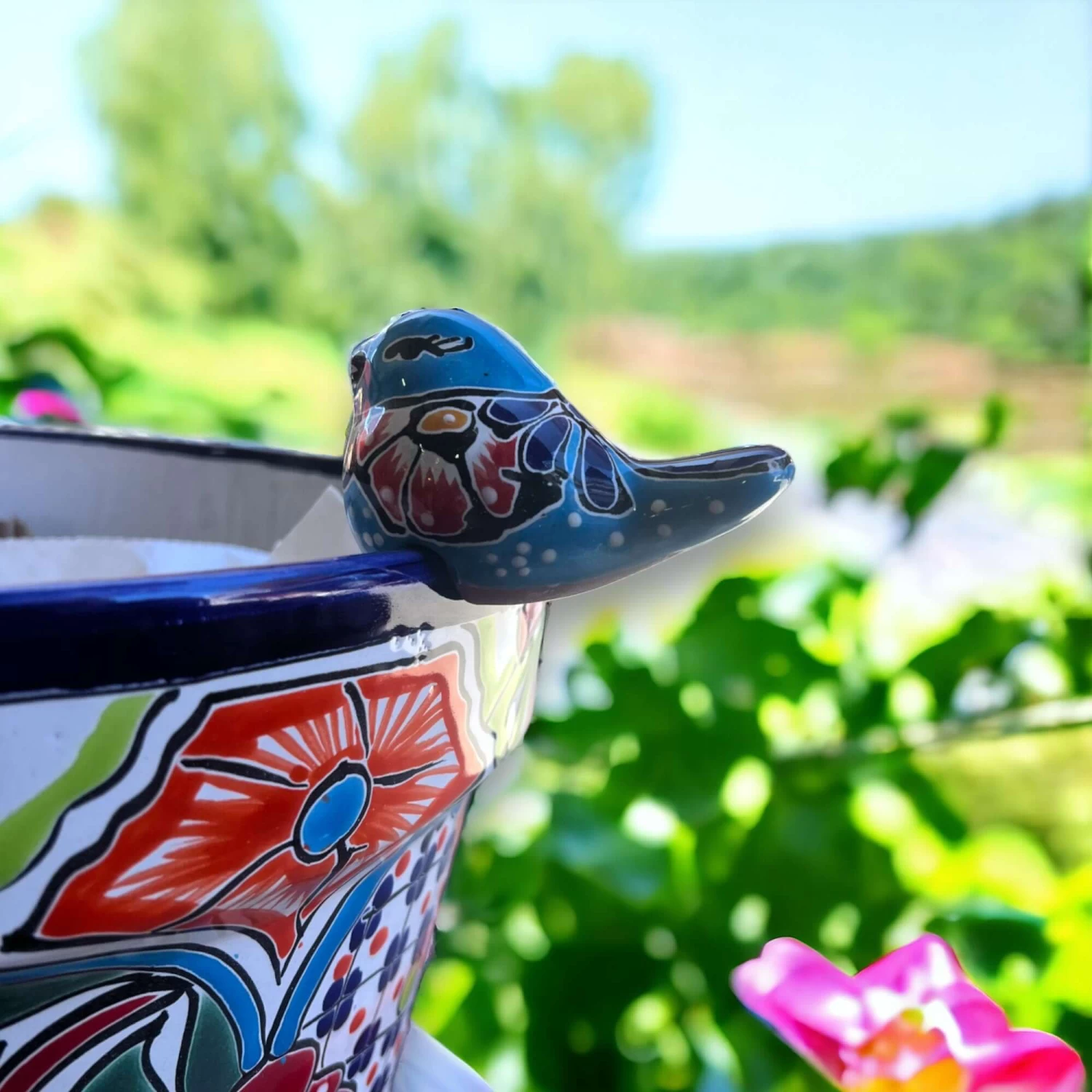 Handcrafted Talavera Bird Figurine | Mexican Flower Pot Decoration (Small) 1 Handcrafted Talavera Bird Figurine | Mexican Flower Pot Decoration (Small)