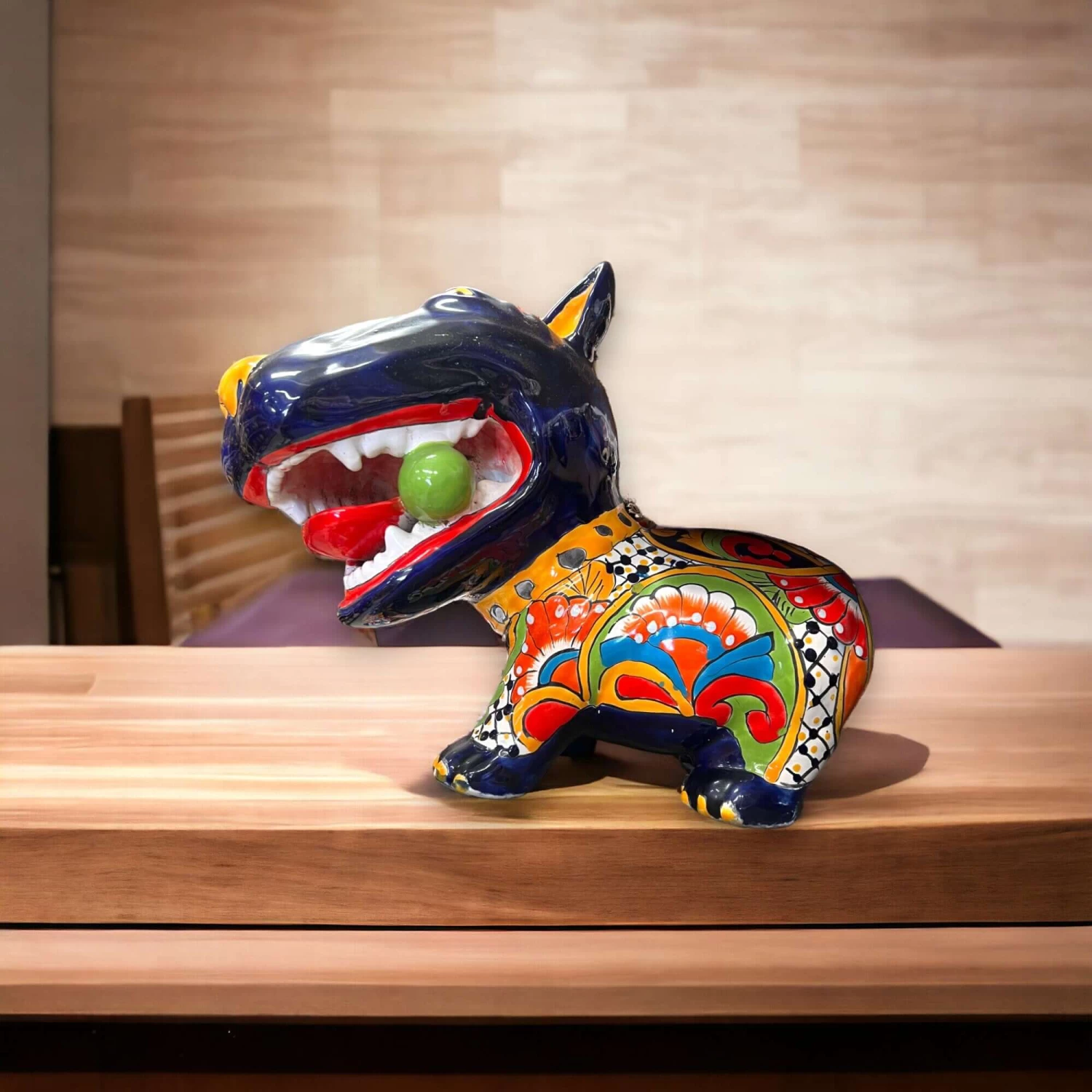 Talavera Bull Terrier Decor | Hand-painted Ceramic Dog With Bone (Extra Large) 3 Talavera Bull Terrier Decor | Hand-painted Ceramic Dog With Bone (Extra Large) - Image 3