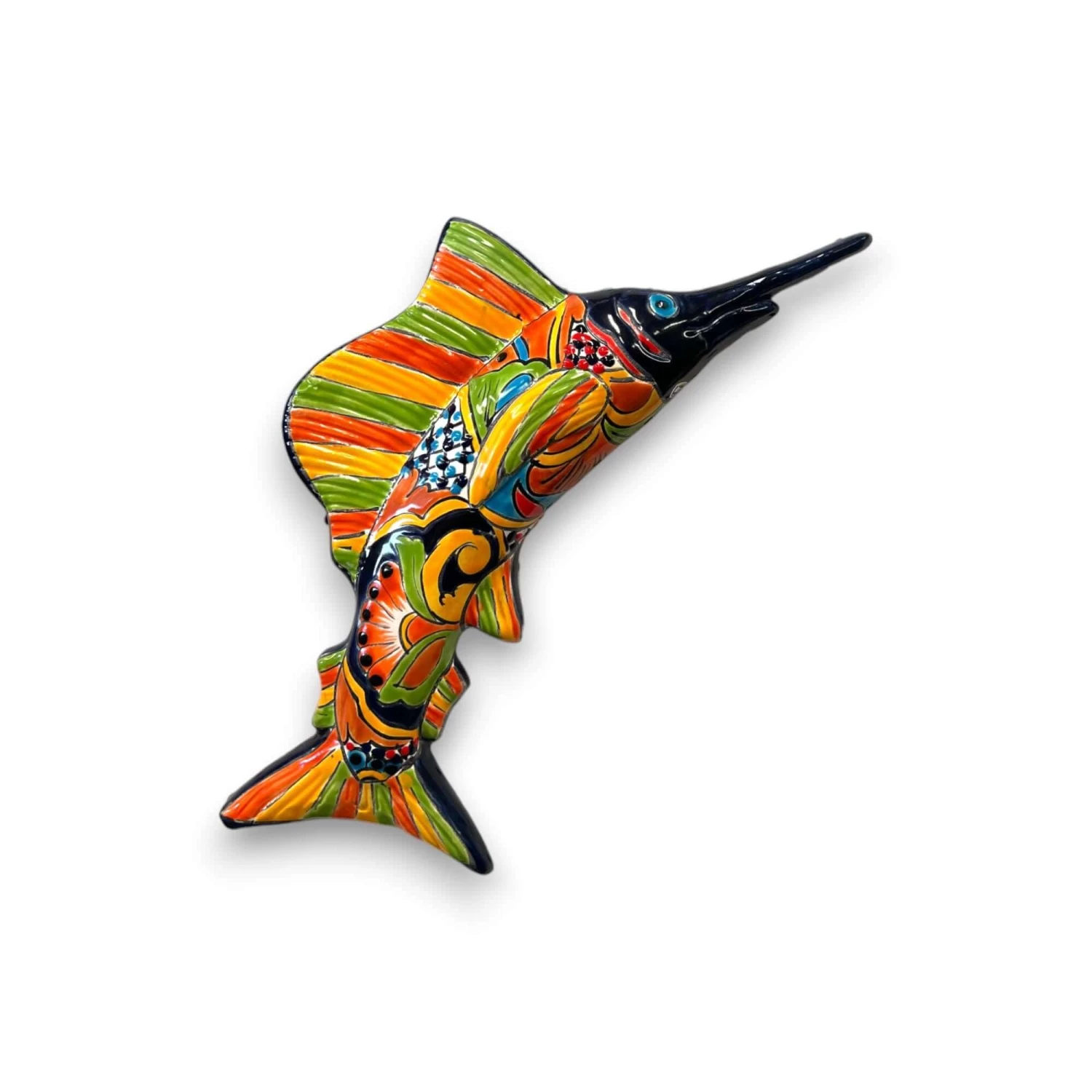 Hand-Painted Talavera Marlin Wall Art | Colorful Sailfish Mexican Decor (Large) 3 Hand-Painted Talavera Marlin Wall Art | Colorful Sailfish Mexican Decor (Large) - Image 3