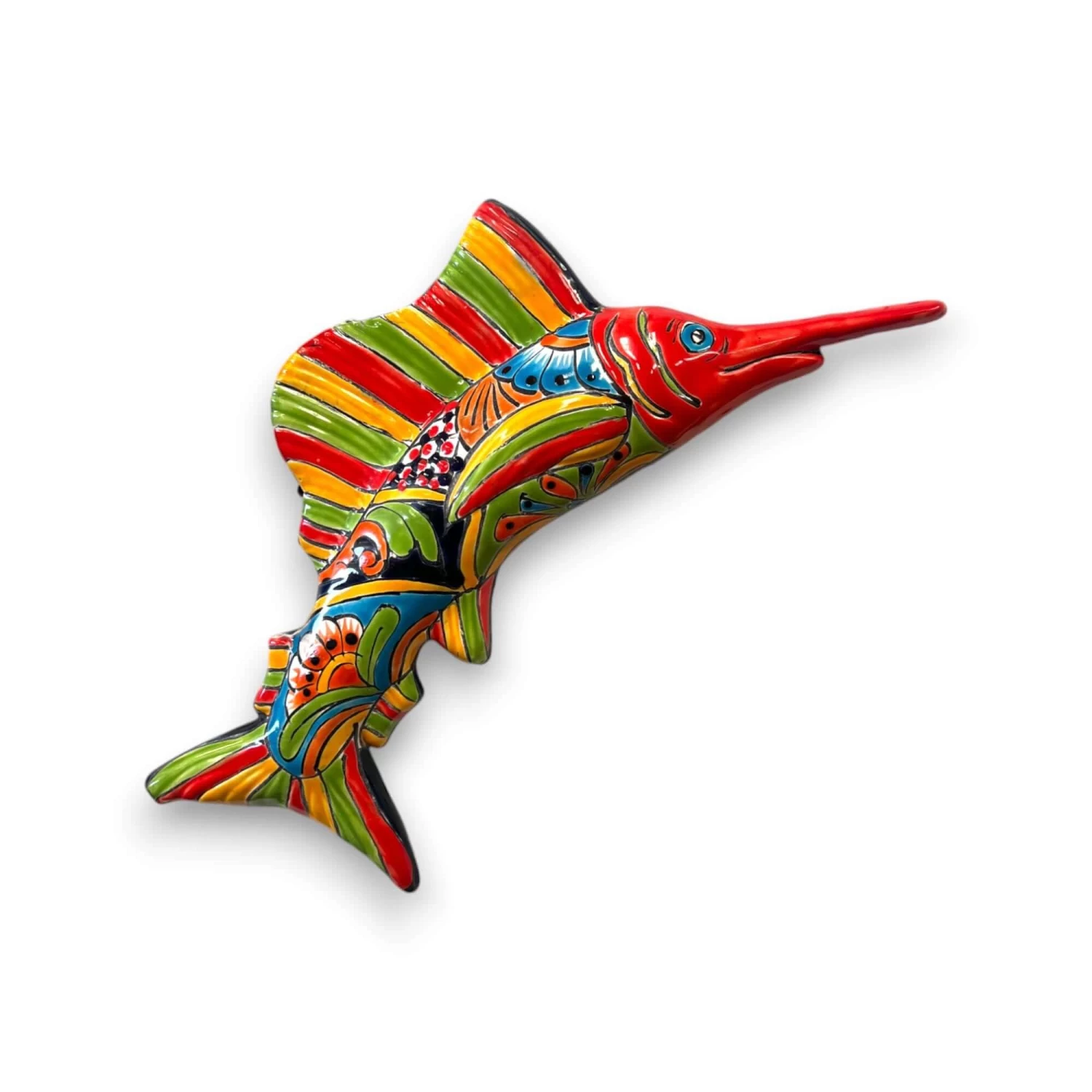 Hand-Painted Talavera Marlin Wall Art | Colorful Sailfish Mexican Decor (Large) 4 Hand-Painted Talavera Marlin Wall Art | Colorful Sailfish Mexican Decor (Large) - Image 4