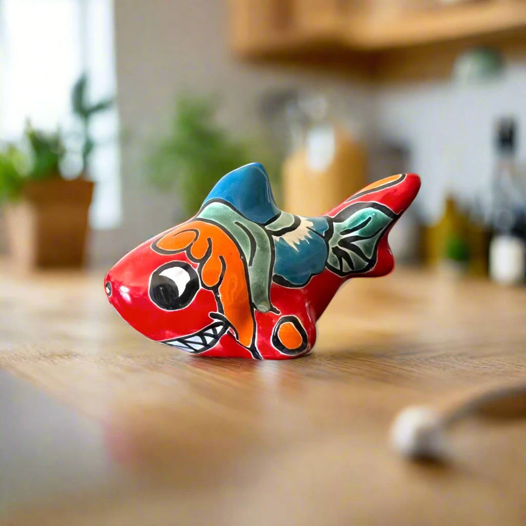 Colorful Talavera Shark Figurine | Handcrafted Mexican Pottery Decor 2 Colorful Talavera Shark Figurine | Handcrafted Mexican Pottery Decor - Image 2