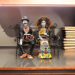 Talavera Skeleton Couple On Bench | Day Of The Dead Mexican Decor -Pottery And Glassware il fullxfull.6268692904 iusl 977e2a3d ac36 4020 85cb 3153006ec463