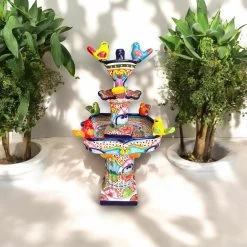 Handmade Talavera Bird Fountain | Authentic Outdoor Water Fountain (27” Tall -Pottery And Glassware il fullxfull.6269033074 huvy