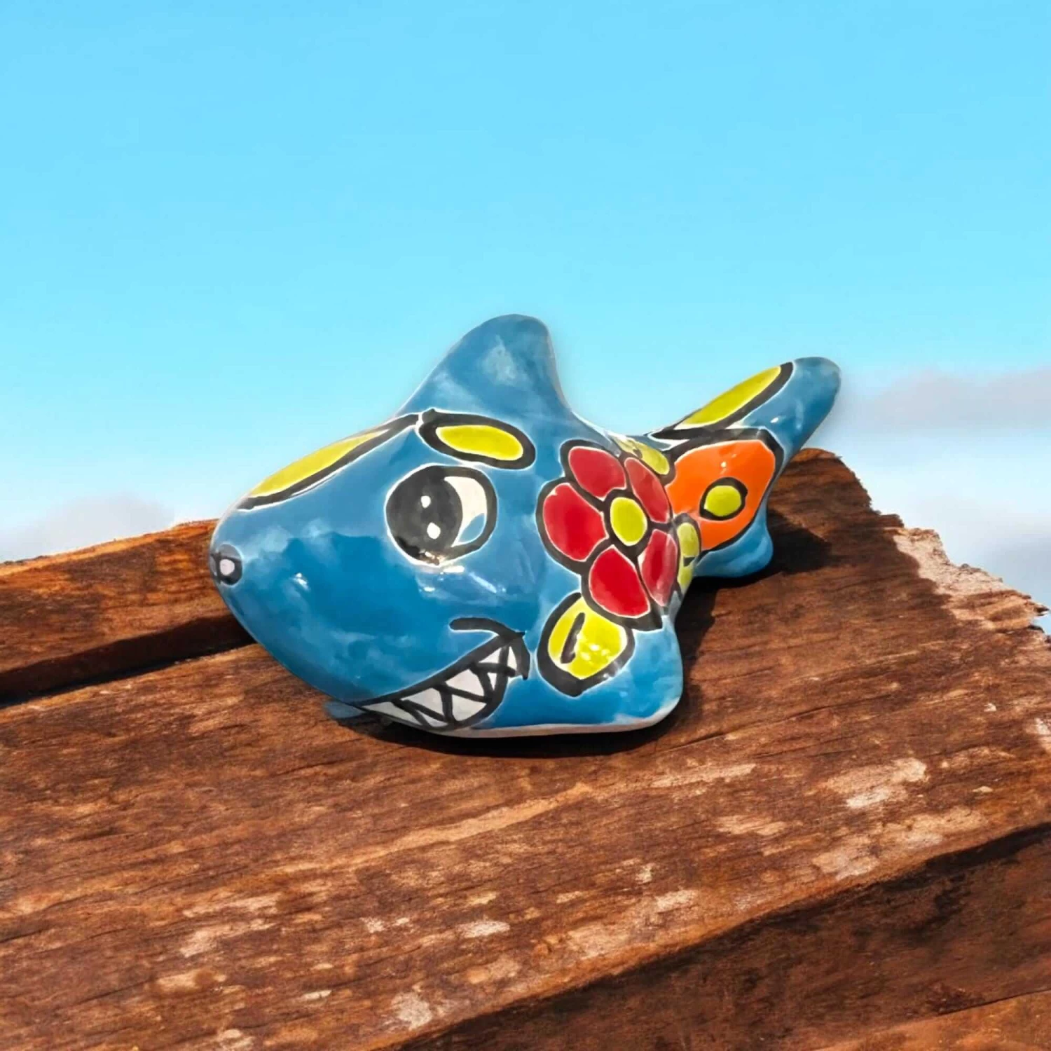 Colorful Talavera Shark Figurine | Handcrafted Mexican Pottery Decor 4 Colorful Talavera Shark Figurine | Handcrafted Mexican Pottery Decor - Image 4