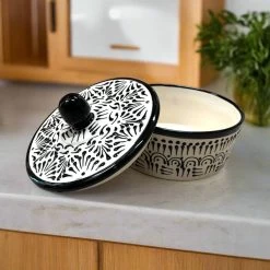 Black Talavera Tortilla Warmer | Handmade Puebla Ceramic Dish -Pottery And Glassware il fullxfull.6511001393 5t4c