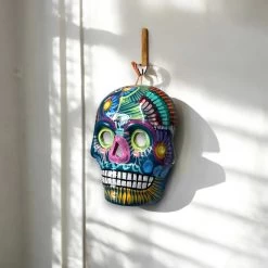 Colorful Calavera Skull | Hand-Painted Mexican Wall Art Decor -Pottery And Glassware il fullxfull.6556376536 869q