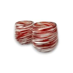 Red Swirl Stemless Wine Glass | Hand-Blown Mexican Glassware -Pottery And Glassware il fullxfull.6571807954 l7gm