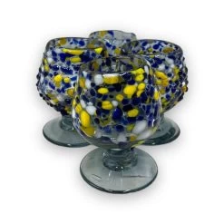 Artisanal Cognac Shot Glass | Handcrafted In Blue And Yellow -Pottery And Glassware il fullxfull.6619915325 belc