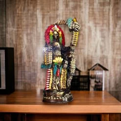 Handmade Aztec Warrior Statue | Colorful Grim Reaper Figurine -Pottery And Glassware il fullxfull.6991241302 rdpv