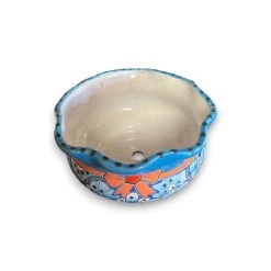 Mini Talavera Flower Pot | Wavy Rim Mexican Ceramic Planter -Pottery And Glassware mini talavera flower pot ceramic wavy