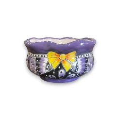 Mini Talavera Flower Pot | Wavy Rim Mexican Ceramic Planter -Pottery And Glassware mini talavera flower pot wavy planter