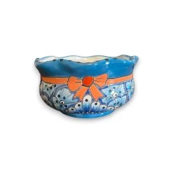 Mini Talavera Flower Pot | Wavy Rim Mexican Ceramic Planter -Pottery And Glassware mini talavera flower pot wavy rim