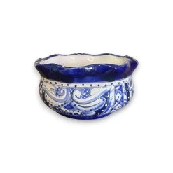 Mini Talavera Flower Pot | Wavy Rim Mexican Ceramic Planter -Pottery And Glassware mini talavera flower pot wavy rim 1
