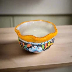 Mini Talavera Flower Pot | Wavy Rim Mexican Ceramic Planter -Pottery And Glassware mini talavera wavy rim planter