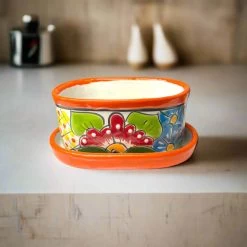 Small Talavera Flower Pot | Colorful Hand-Painted Mexican Planter -Pottery And Glassware small talavera flower pot hand painted planter 2