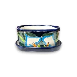 Small Talavera Flower Pot | Colorful Hand-Painted Mexican Planter -Pottery And Glassware small talavera flower pot handpainted blue green