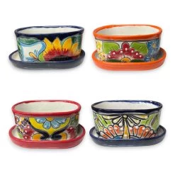 Small Talavera Flower Pot | Colorful Hand-Painted Mexican Planter -Pottery And Glassware small talavera flower pots colorful hand painted mexican planters