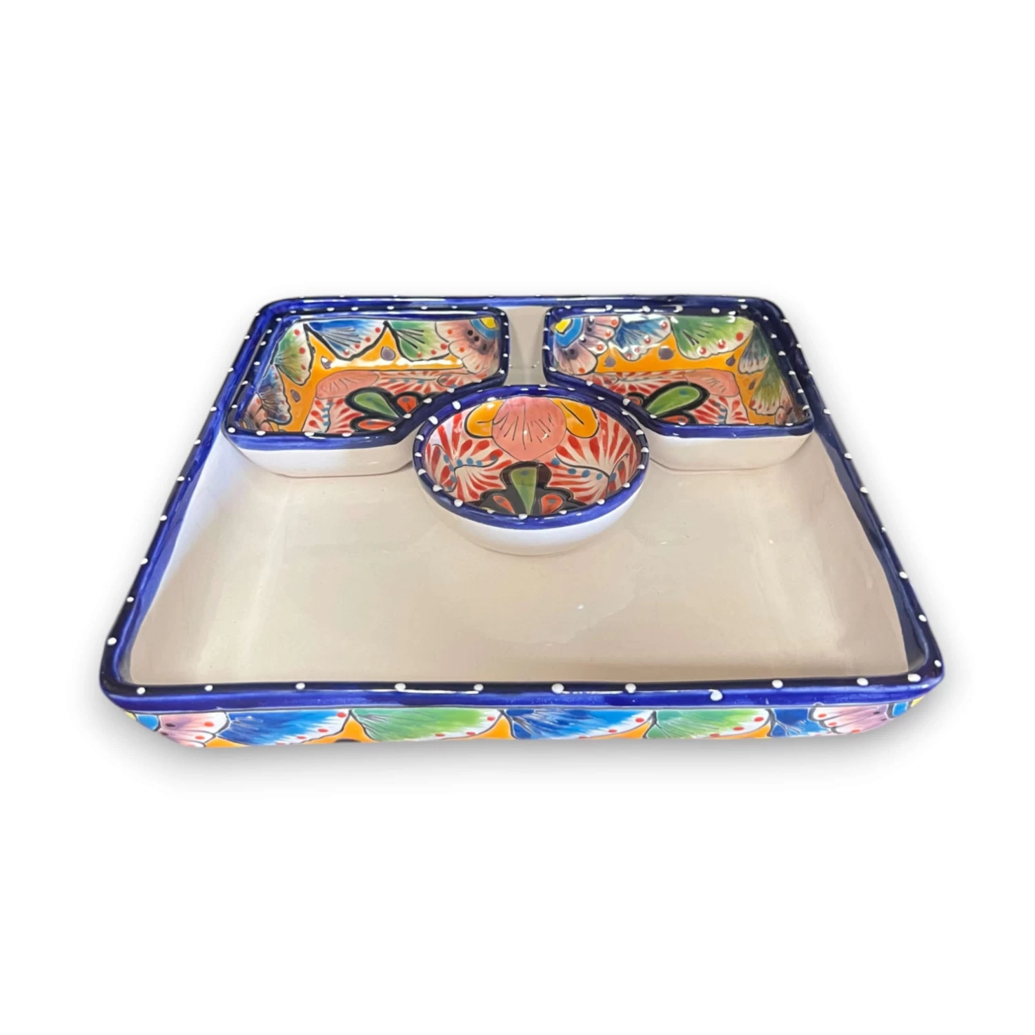 Square Talavera Appetizer Tray | Hand-Painted Mexican Serving Dish 8 Square Talavera Appetizer Tray | Hand-Painted Mexican Serving Dish - Image 8