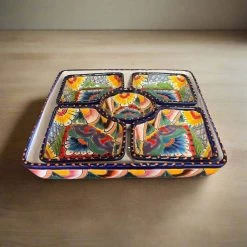 Square Talavera Appetizer Tray | Hand-Painted Mexican Serving Dish 12 Square Talavera Appetizer Tray | Hand-Painted Mexican Serving Dish -Pottery And Glassware square talavera appetizer tray hand painted mexican dish