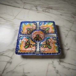 Square Talavera Appetizer Tray | Hand-Painted Mexican Serving Dish 10 Square Talavera Appetizer Tray | Hand-Painted Mexican Serving Dish -Pottery And Glassware square talavera appetizer tray handpainted mexican
