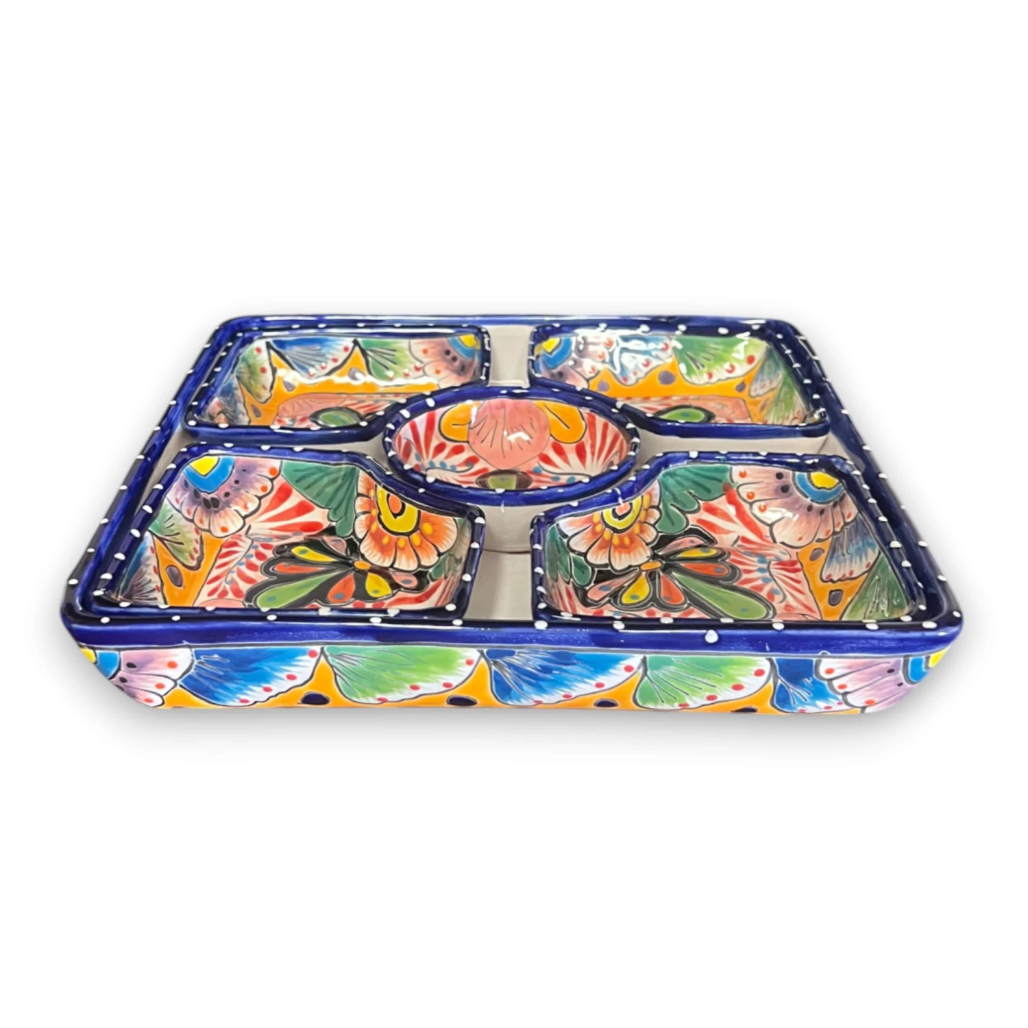 Square Talavera Appetizer Tray | Hand-Painted Mexican Serving Dish 4 Square Talavera Appetizer Tray | Hand-Painted Mexican Serving Dish - Image 4